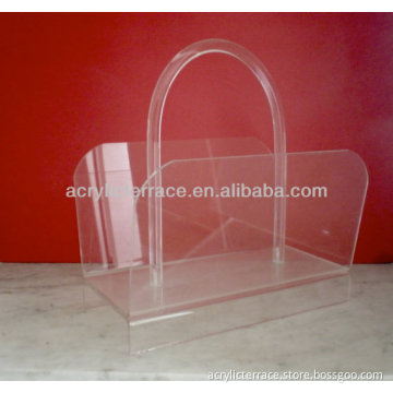 Basket Shaped Acrylic Lucite Magazine Rack